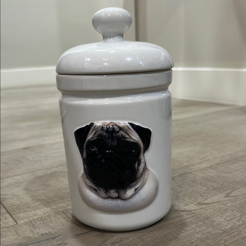 XPRES best friend originals Pug White Ceramic Cookie Jar Never- Never Used